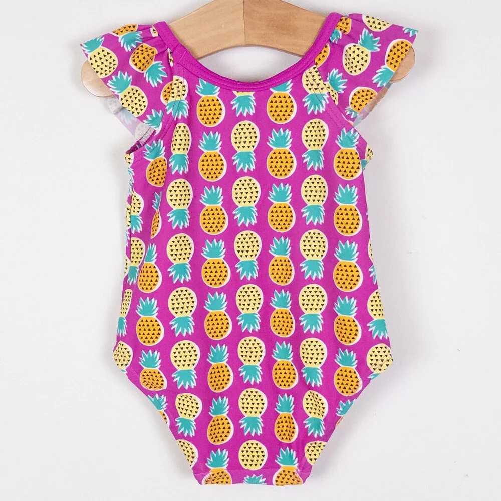 Tea Collection Pineapple Print One-Piece Bathing Suit Pink Baby Girl 9-12 months